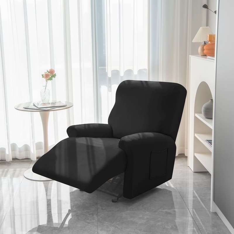 Black Stretch Fabric Recliner Armchair Cover 1 Black Stretch Fabric Recliner Armchair Cover