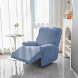 Blue-Grey Stretch Fabric Recliner Armchair Cover