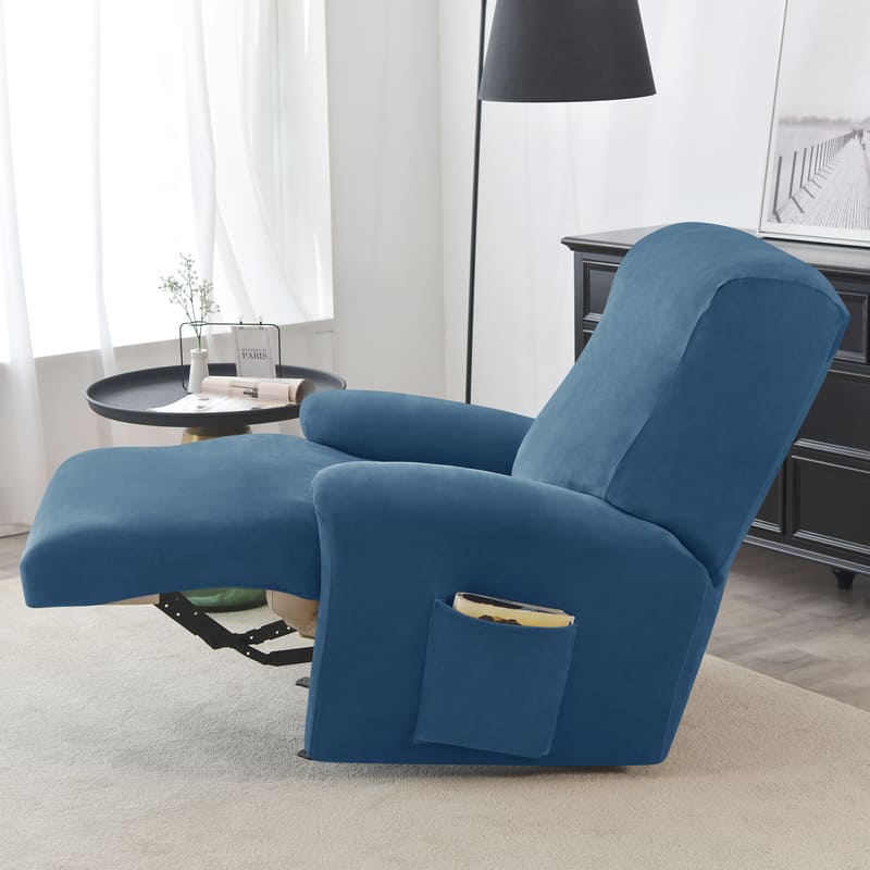Blue Velvet Recliner Armchair Cover 1 Blue Velvet Recliner Armchair Cover