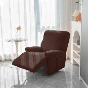 Brown Stretch Fabric Recliner Armchair Cover