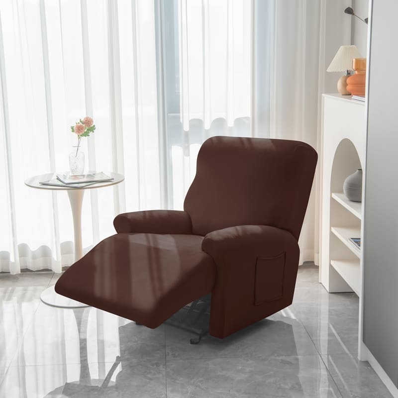 Brown Stretch Fabric Recliner Armchair Cover 1 Brown Stretch Fabric Recliner Armchair Cover