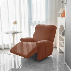 Brown Stretch Fabric Recliner Armchair Cover
