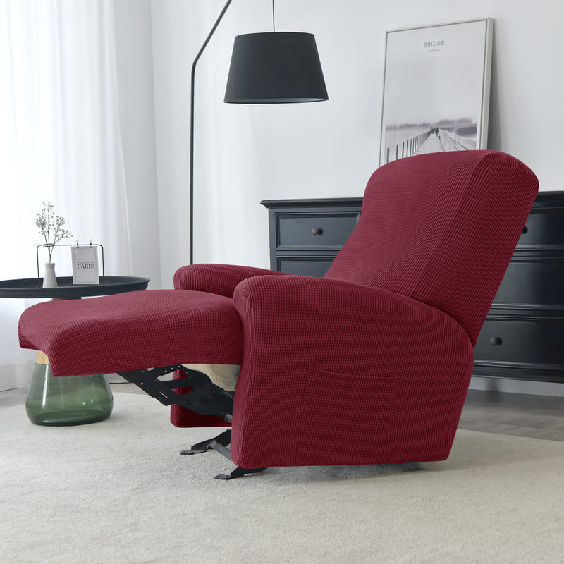 Burgundy Jacquard Recliner Armchair Cover 1 Burgundy Jacquard Recliner Armchair Cover