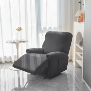Dark Grey Stretch Fabric Recliner Armchair Cover