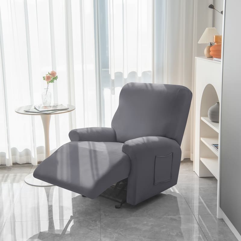 Grey Stretch Fabric Recliner Armchair Cover 1 Grey Stretch Fabric Recliner Armchair Cover
