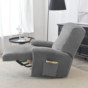 Grey Velvet Recliner Armchair Cover