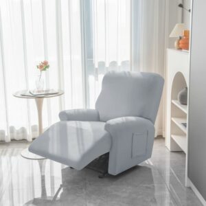 Light Grey Stretch Fabric Recliner Armchair Cover