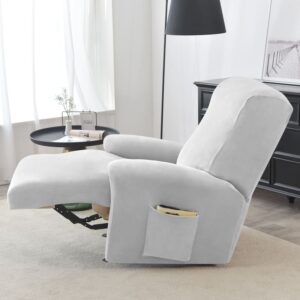 Light Grey Velvet Recliner Armchair Cover
