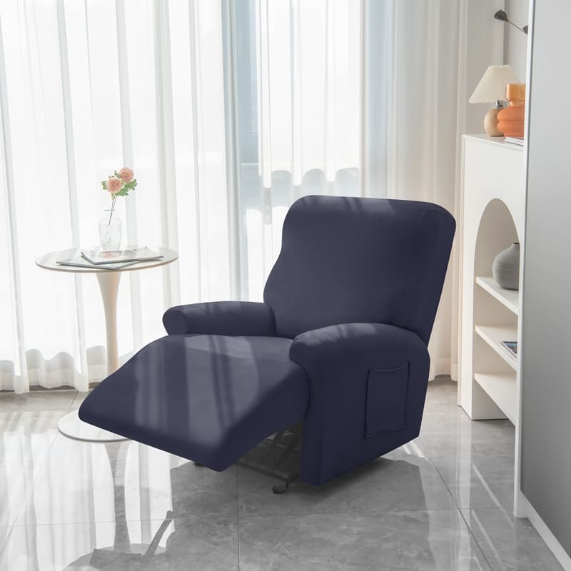 Navy Blue Stretch Fabric Recliner Armchair Cover 1 Navy Blue Stretch Fabric Recliner Armchair Cover