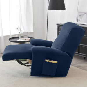 Navy Blue Velvet Recliner Armchair Cover