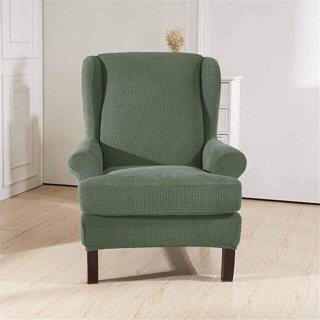 Neutral Stretch Fabric Wingback Armchair Cover 1 Neutral Stretch Fabric Wingback Armchair Cover