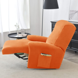 Orange Velvet Recliner Armchair Cover