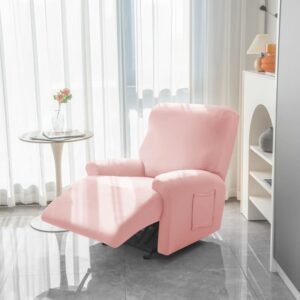 Pink Stretch Fabric Recliner Armchair Cover