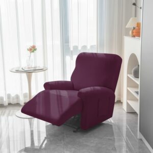 Plum Stretch Fabric Recliner Armchair Cover
