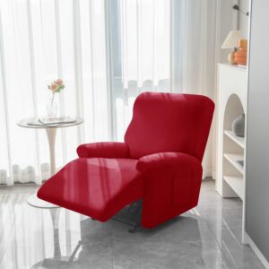 Red Stretch Fabric Recliner Armchair Cover