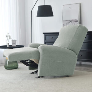 Sage Grey Jacquard Recliner Armchair Cover