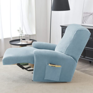 Sky Blue Velvet Recliner Armchair Cover