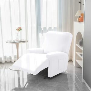 White Stretch Fabric Recliner Armchair Cover